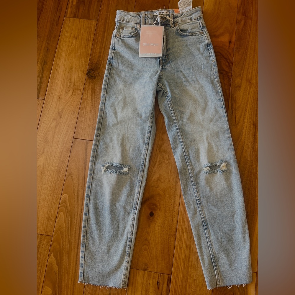 Pull & Bear slim mom ripped jeans